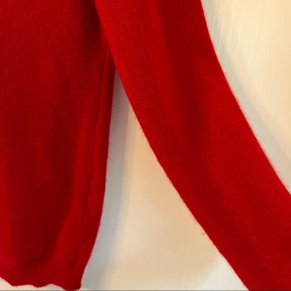 Luxury 100% Cashmere Sweater Women’s L Red V-Neck Pullover Classic - Picture 4 of 6
